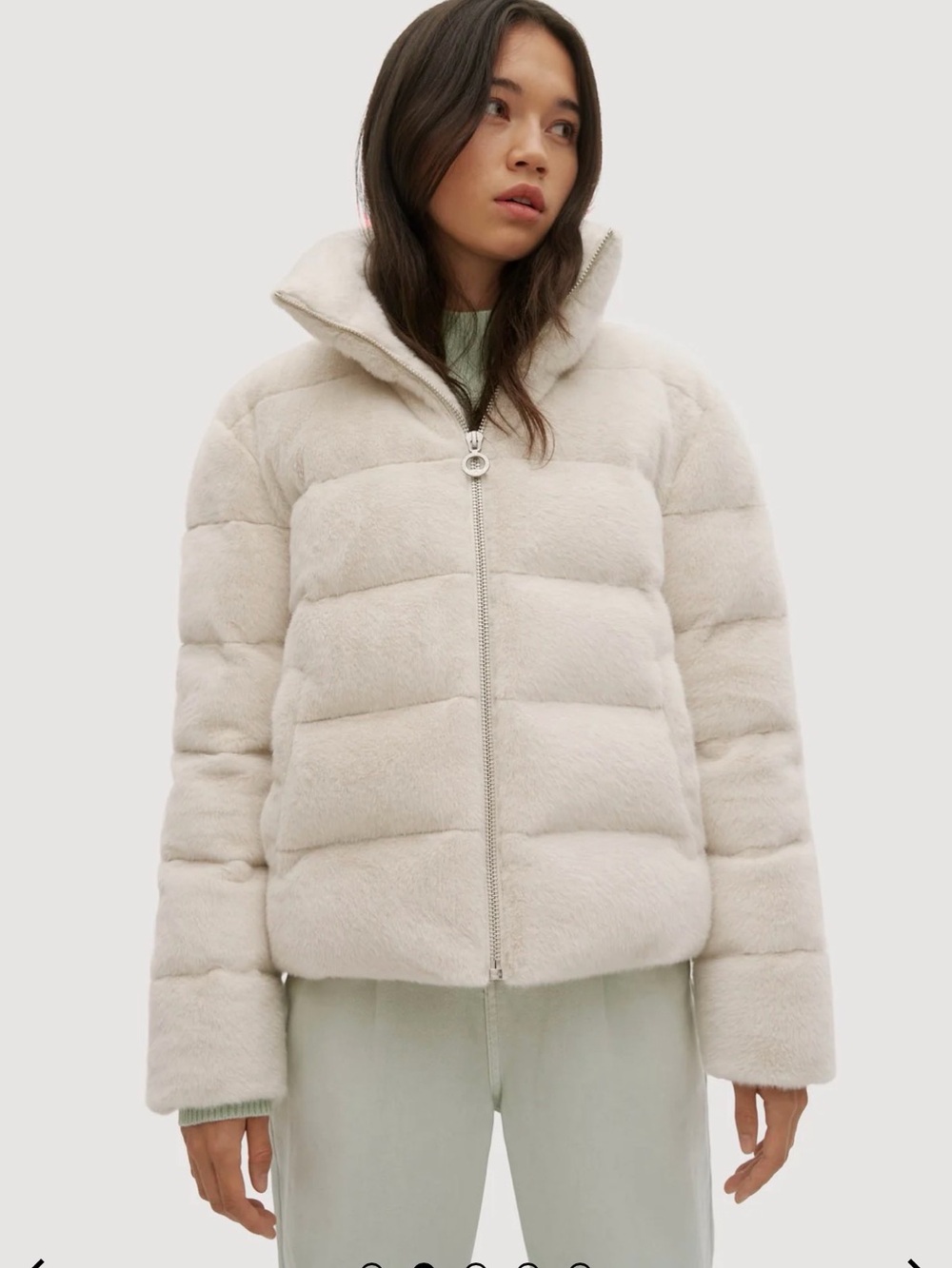 Noize Cream / Off White Vegan Fur Puffer Jacket